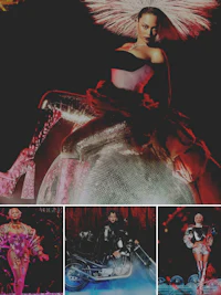 a collage of pictures of a woman on a motorcycle